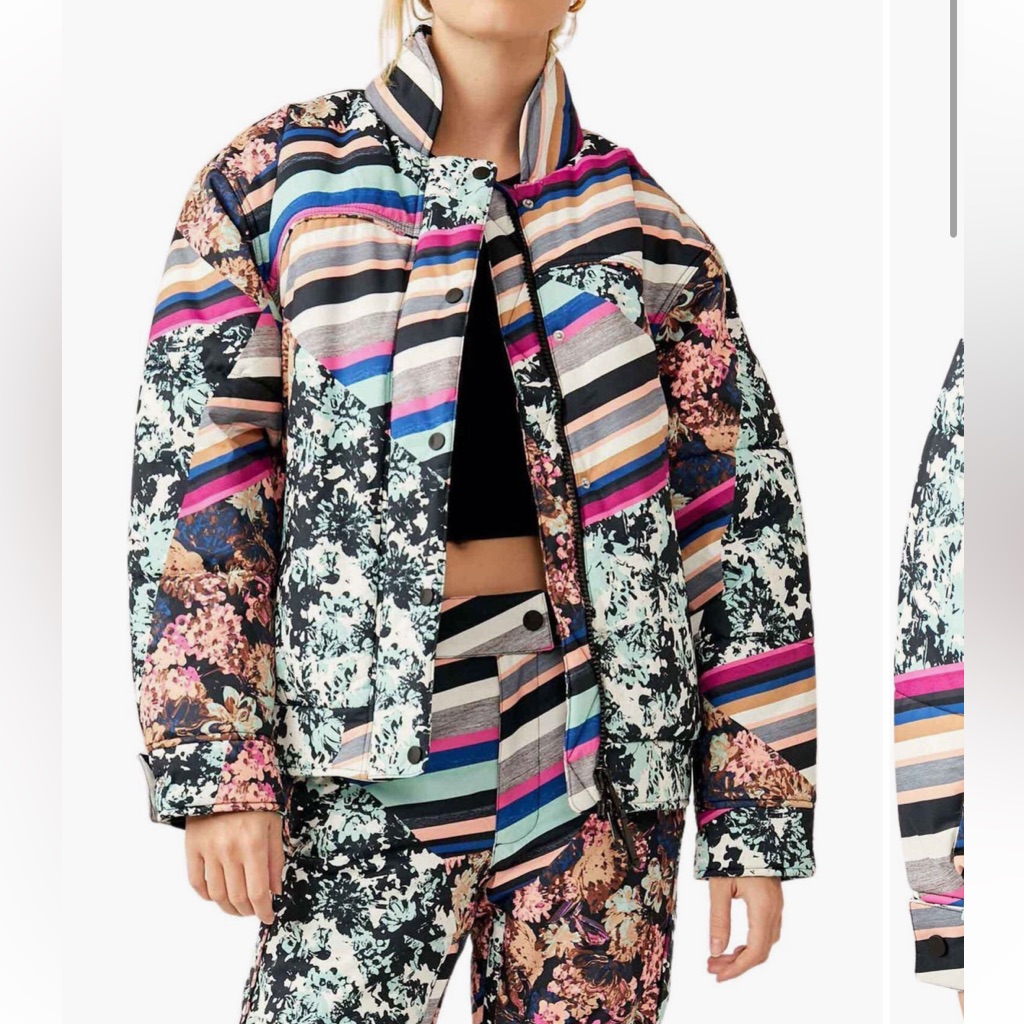Free People Fp Movement Women's Bunny Slope Printed Puffer Jacket Nwot Large